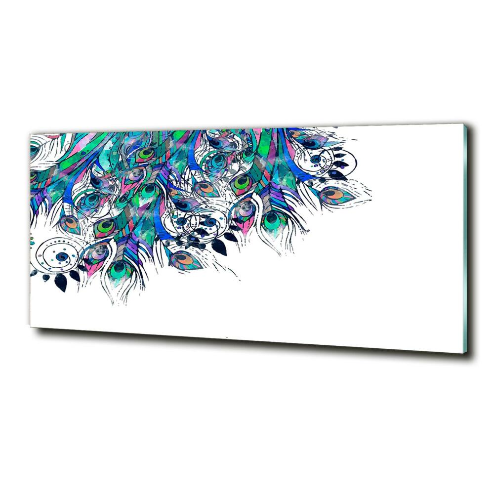 Tableau en verre Plumes de paon