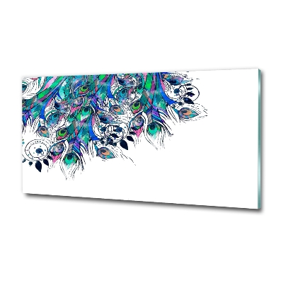 Tableau en verre Plumes de paon