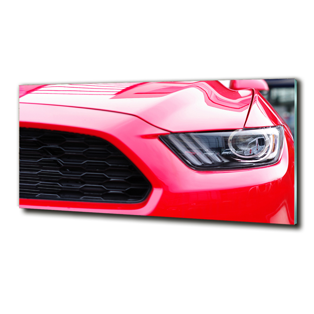 Tableau photo sur verre Mustang rouge