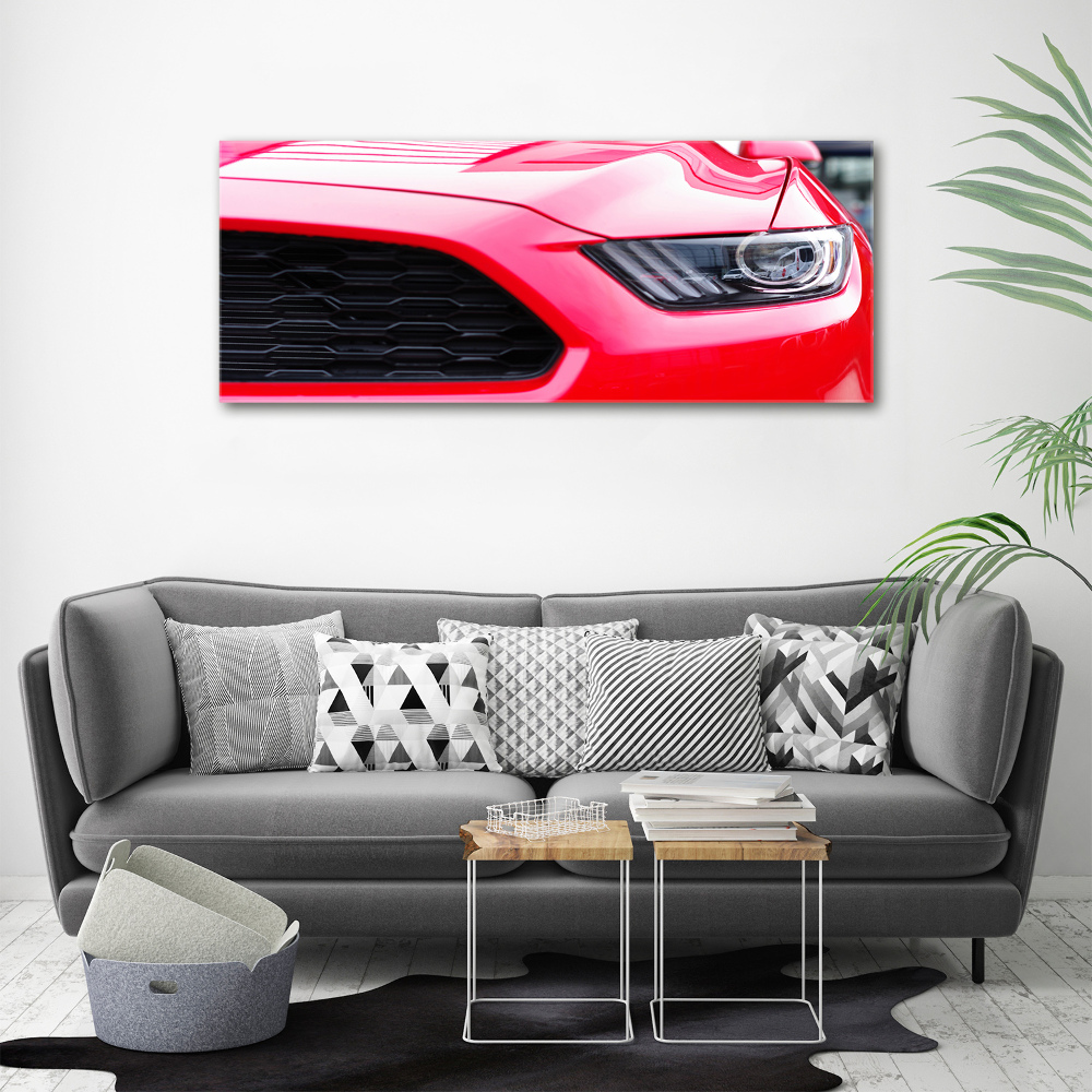 Tableau photo sur verre Mustang rouge