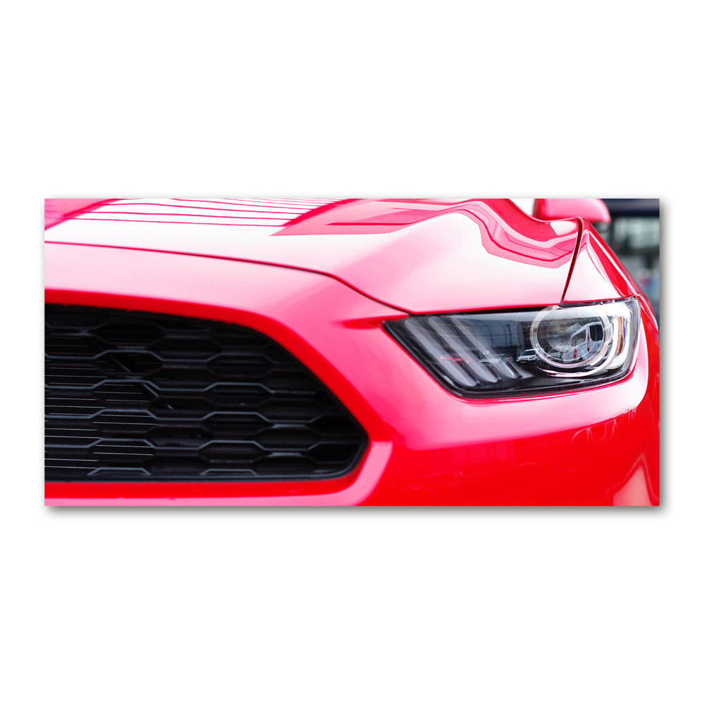 Tableau photo sur verre Mustang rouge