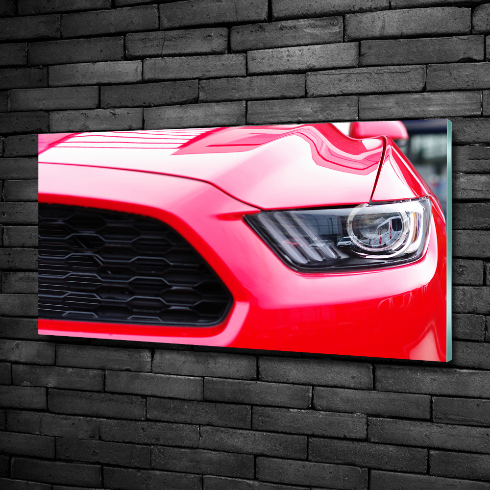 Tableau photo sur verre Mustang rouge