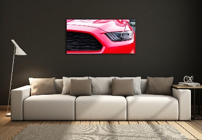 Tableau photo sur verre Mustang rouge