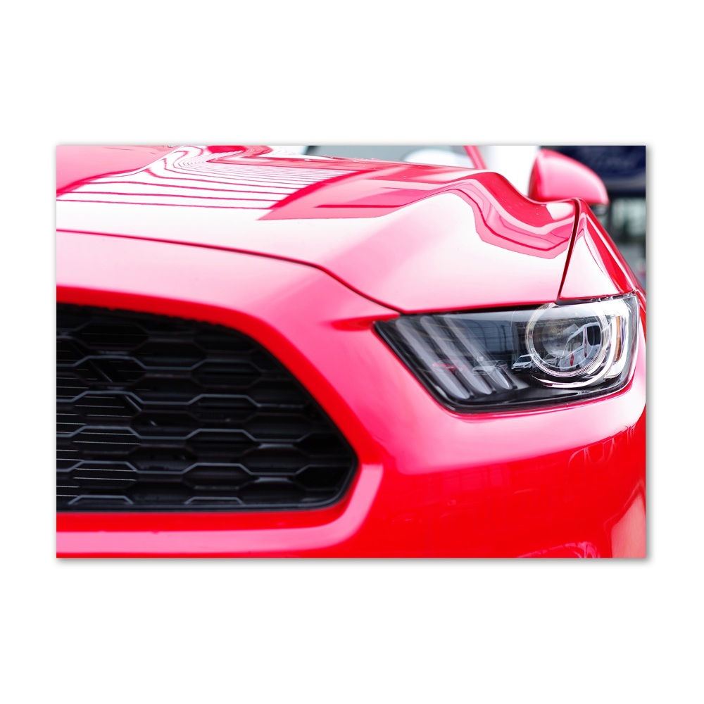 Tableau photo sur verre Mustang rouge