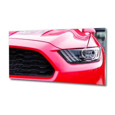 Tableau photo sur verre Mustang rouge