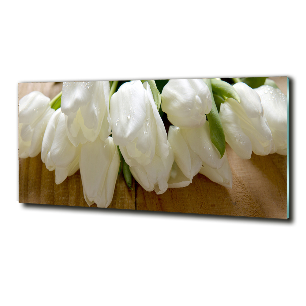 Tableau imprimé sur verre Tulipes blanches