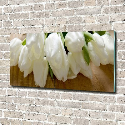 Tableau imprimé sur verre Tulipes blanches