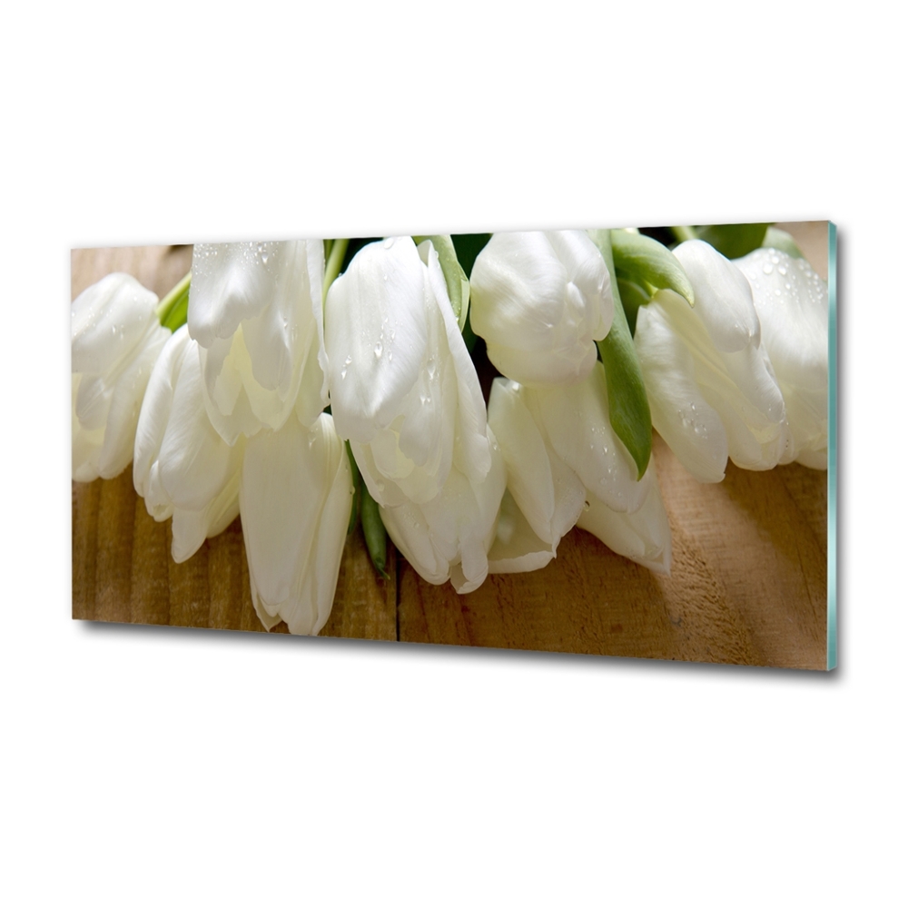 Tableau imprimé sur verre Tulipes blanches