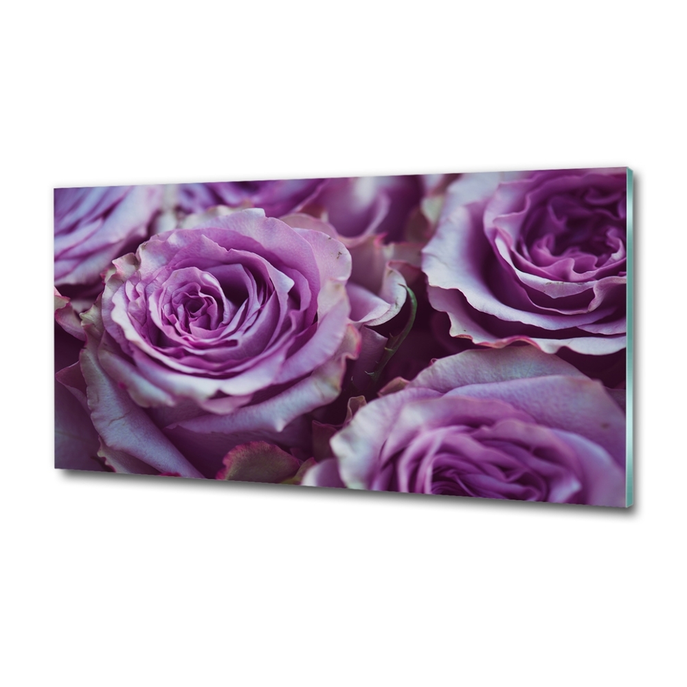 Tableau sur verre Roses pourpres