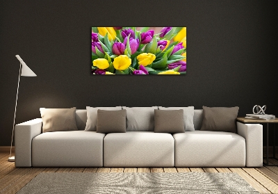 Tableau imprimé sur verre Tulipes colorées