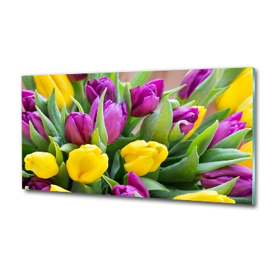 Tableau imprimé sur verre Tulipes colorées