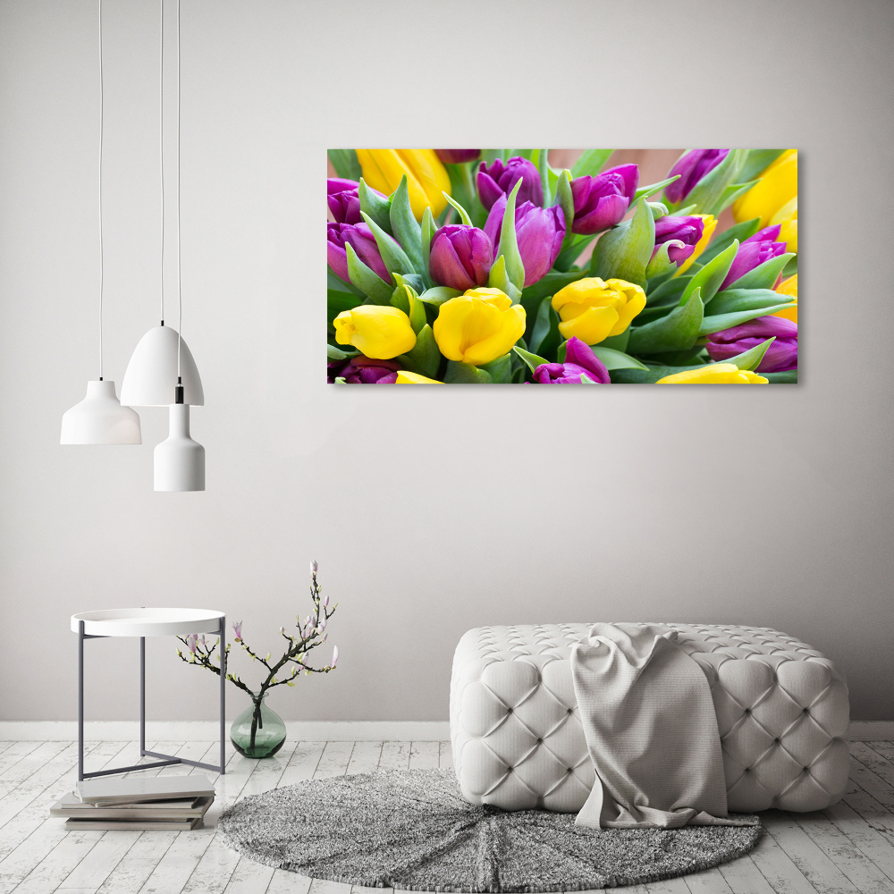 Tableau imprimé sur verre Tulipes colorées