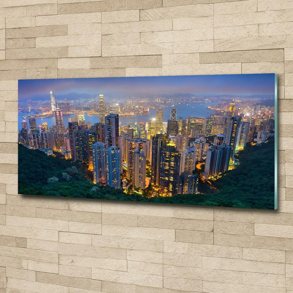 Tableau photo sur verre Hong Kong de nuit