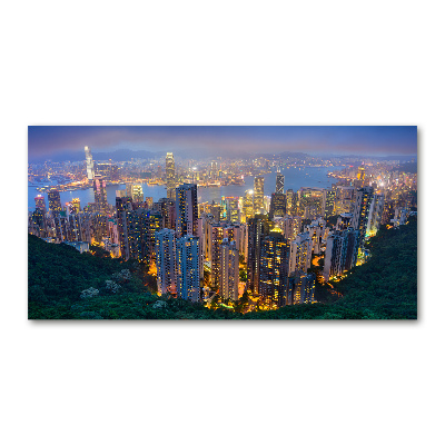 Tableau photo sur verre Hong Kong de nuit