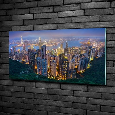 Tableau photo sur verre Hong Kong de nuit