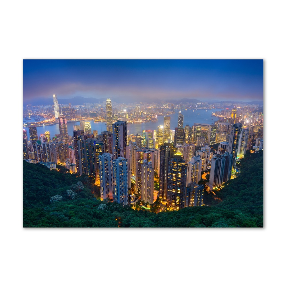 Tableau photo sur verre Hong Kong de nuit