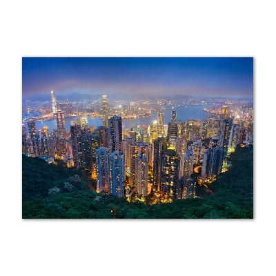 Tableau photo sur verre Hong Kong de nuit