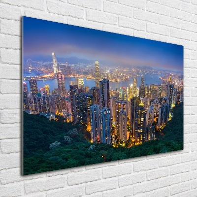 Tableau photo sur verre Hong Kong de nuit