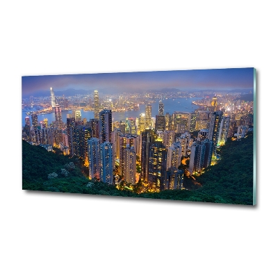 Tableau photo sur verre Hong Kong de nuit