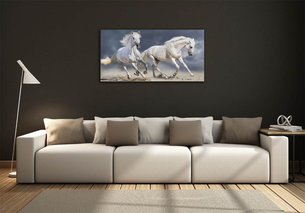 Tableau verre imprimé Plage des chevaux blancs