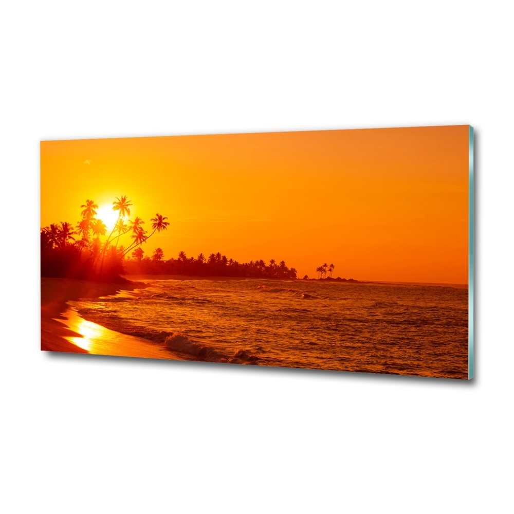 Tableau sur verre Plage du coucher de soleil