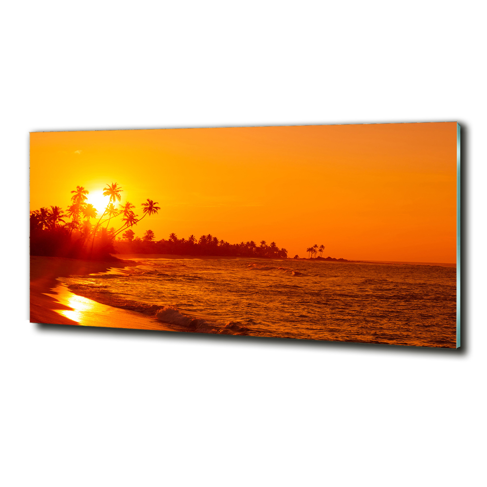 Tableau sur verre Plage du coucher de soleil