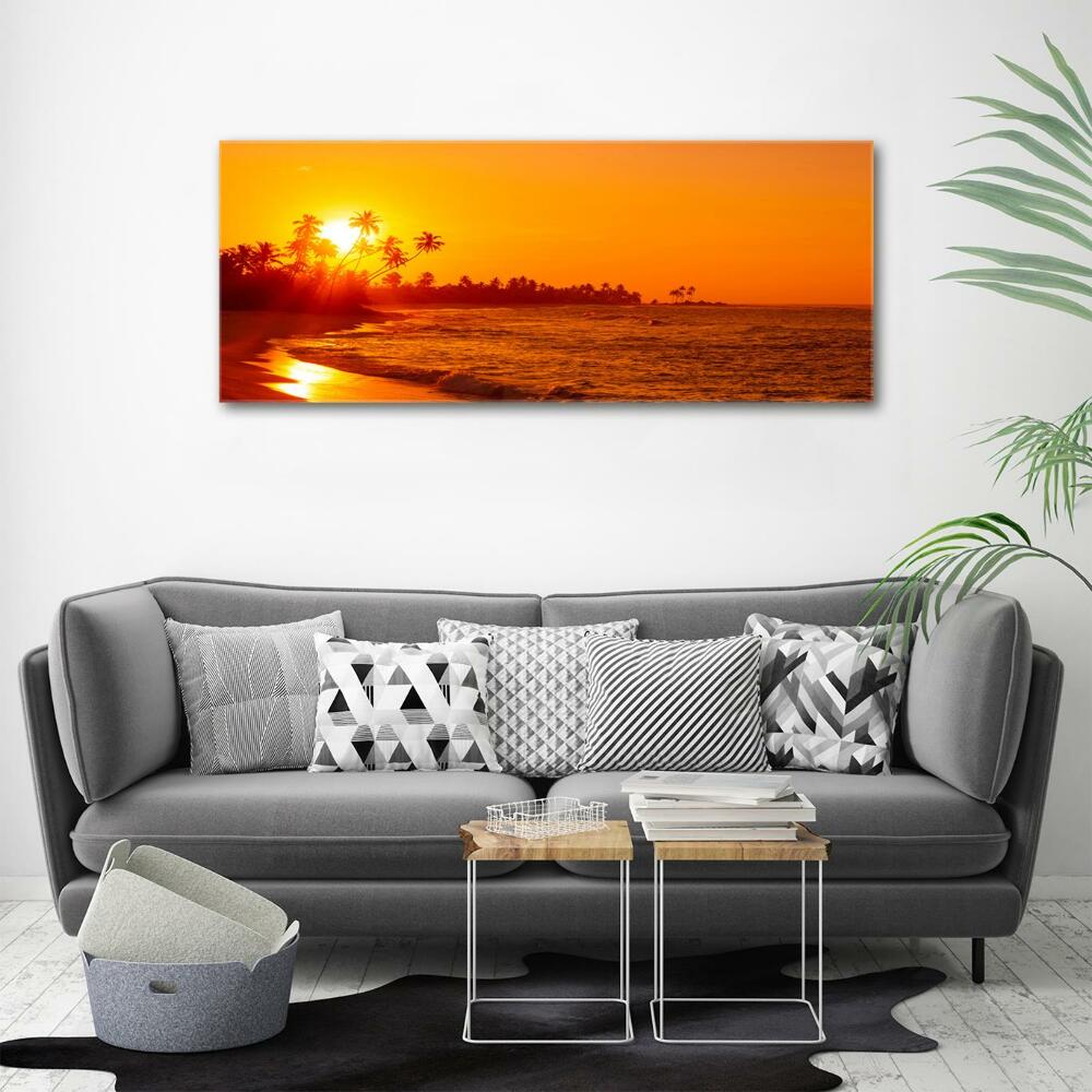 Tableau sur verre Plage du coucher de soleil