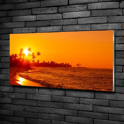 Tableau sur verre Plage du coucher de soleil