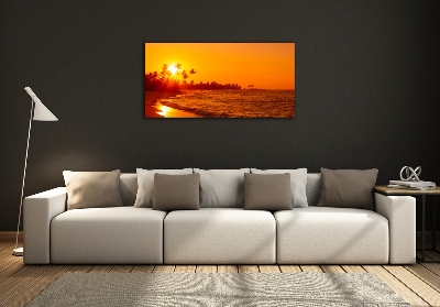 Tableau sur verre Plage du coucher de soleil