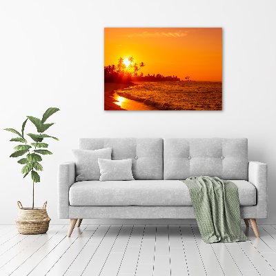 Tableau sur verre Plage du coucher de soleil