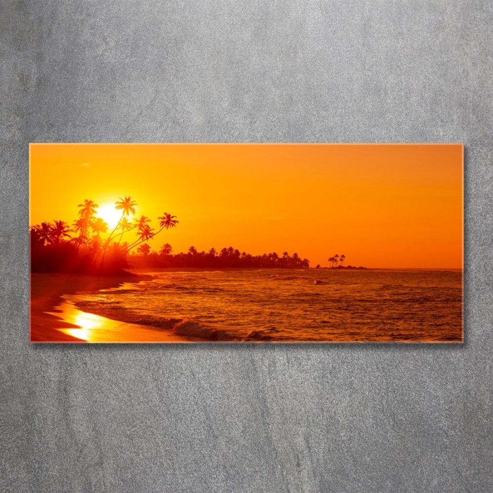 Tableau sur verre Plage du coucher de soleil