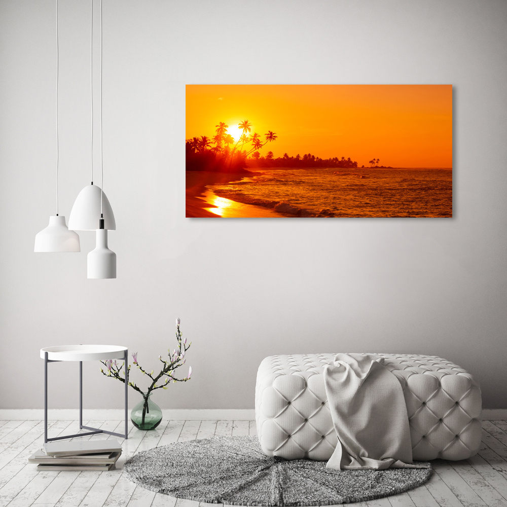 Tableau sur verre Plage du coucher de soleil