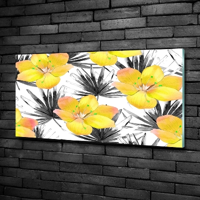 Tableau sur verre Fleurs exotiques jaunes