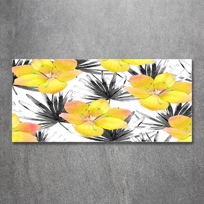 Tableau sur verre Fleurs exotiques jaunes