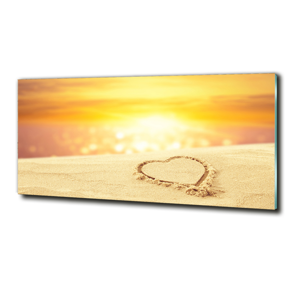 Tableau photo sur verre Coeur sur sable