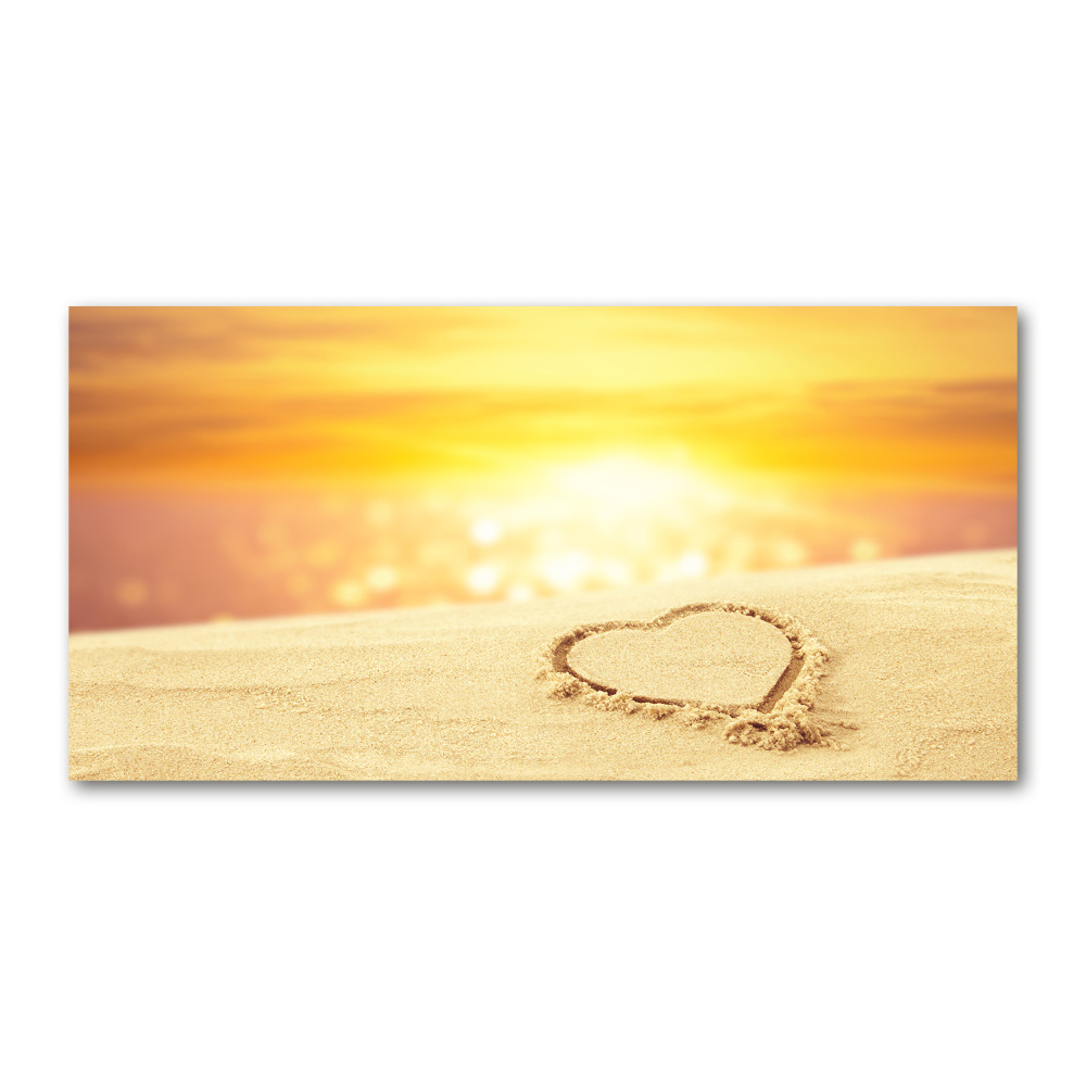 Tableau photo sur verre Coeur sur sable