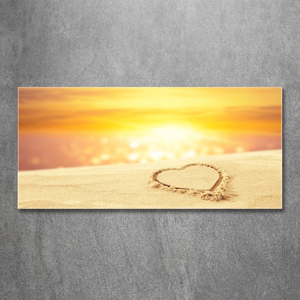 Tableau photo sur verre Coeur sur sable