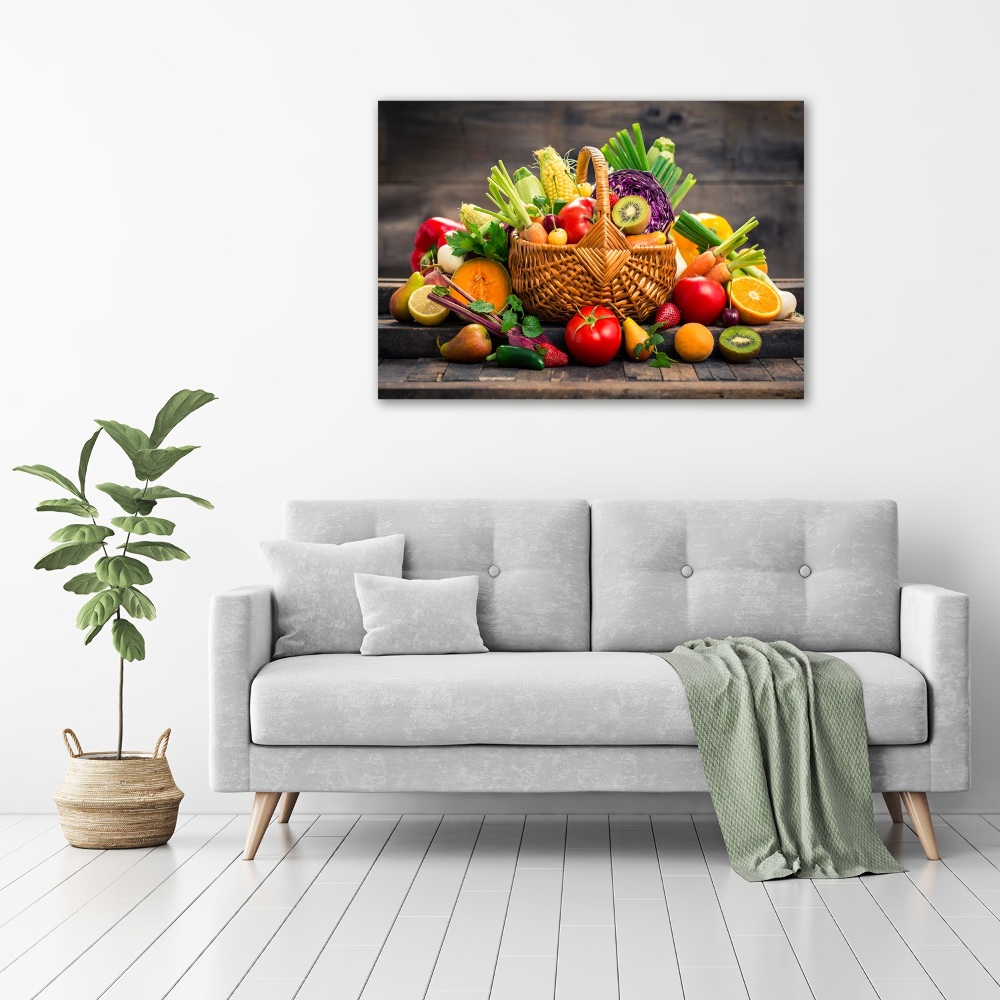 Tableau imprimé sur verre Panier de fruits et légumes