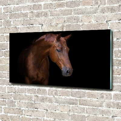 Tableau sur verre Cheval brun