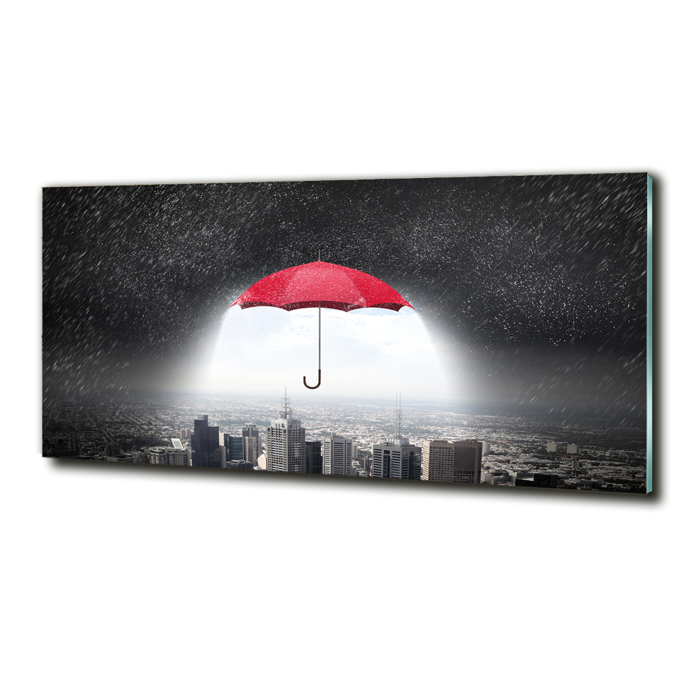 Tableau verre imprimé Parapluie sur la ville