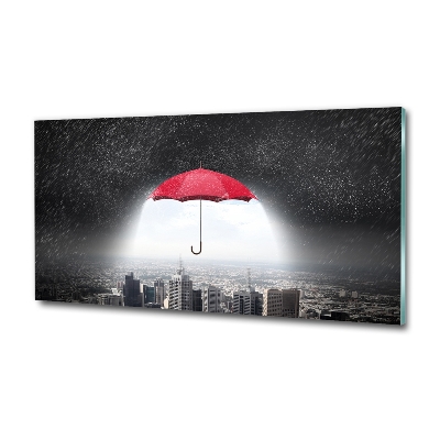 Tableau verre imprimé Parapluie sur la ville