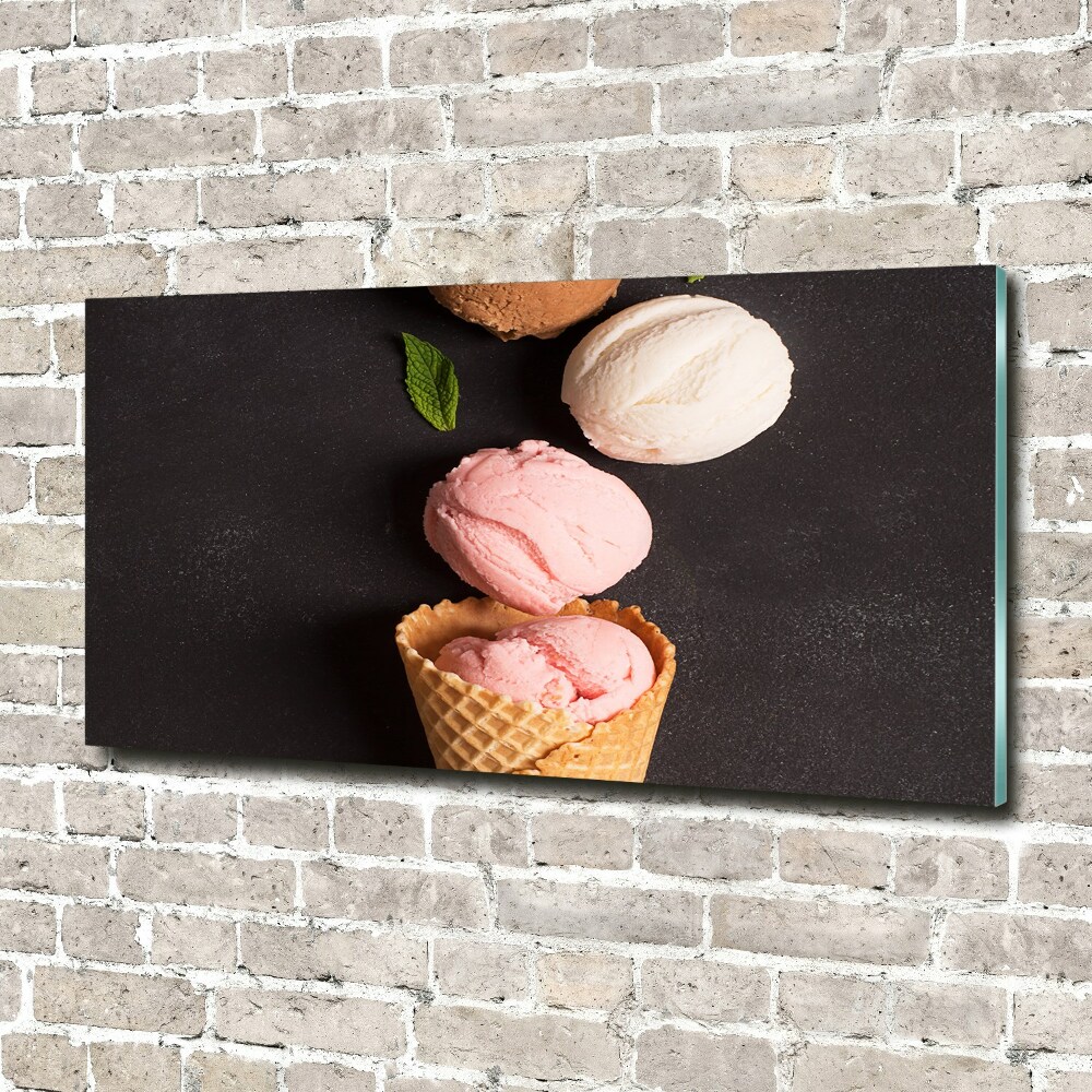 Tableau sur verre Glace dans une gaufre