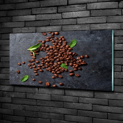 Tableau imprimé sur verre Grains de café fond en ciment