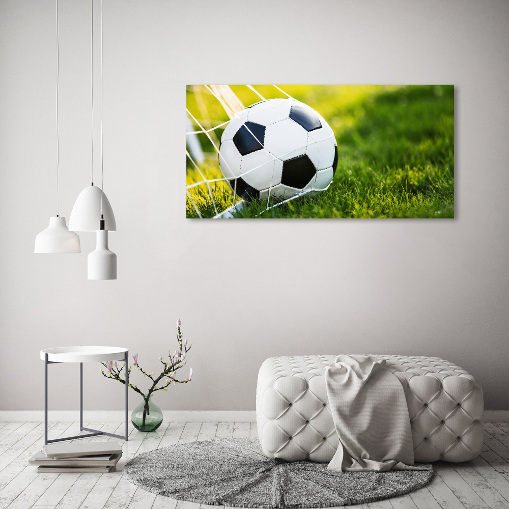 Tableau photo sur verre Football dans les barrières