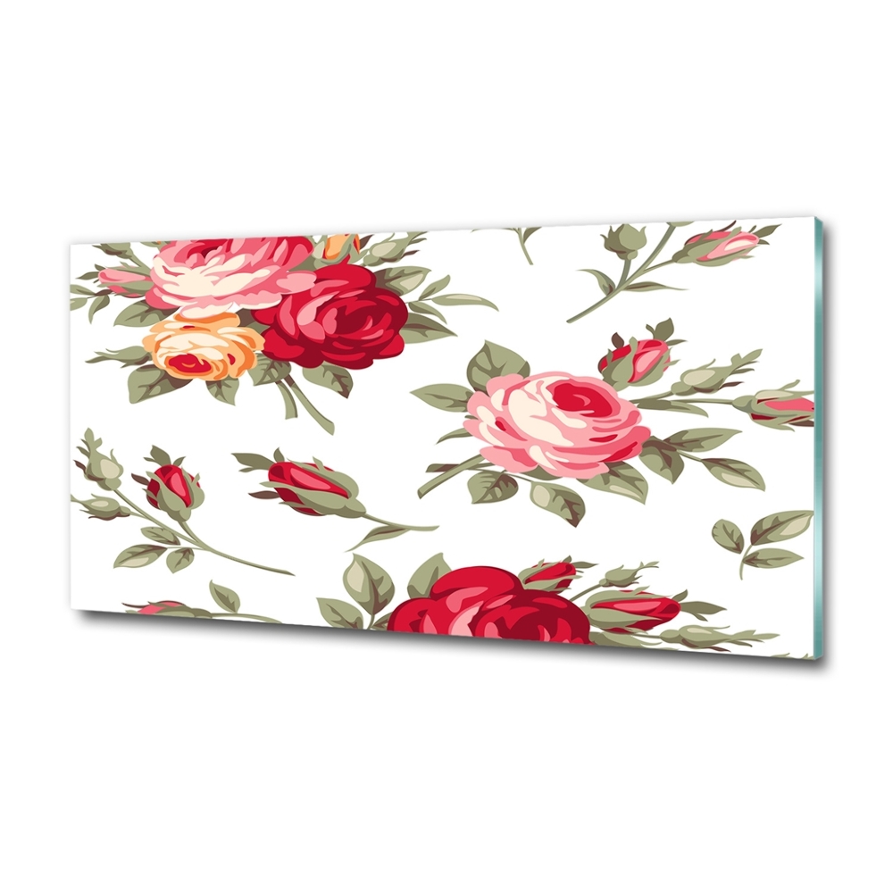 Tableau photo sur verre Roses fleurs