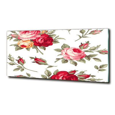 Tableau photo sur verre Roses fleurs