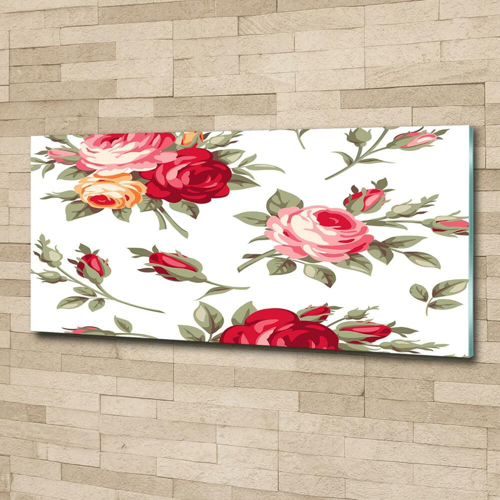 Tableau photo sur verre Roses fleurs