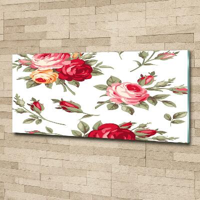 Tableau photo sur verre Roses fleurs