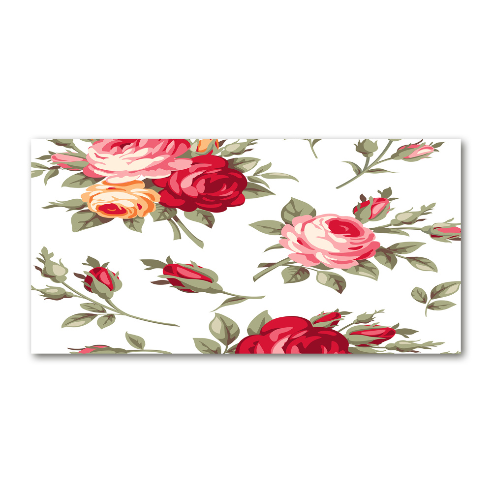 Tableau photo sur verre Roses fleurs