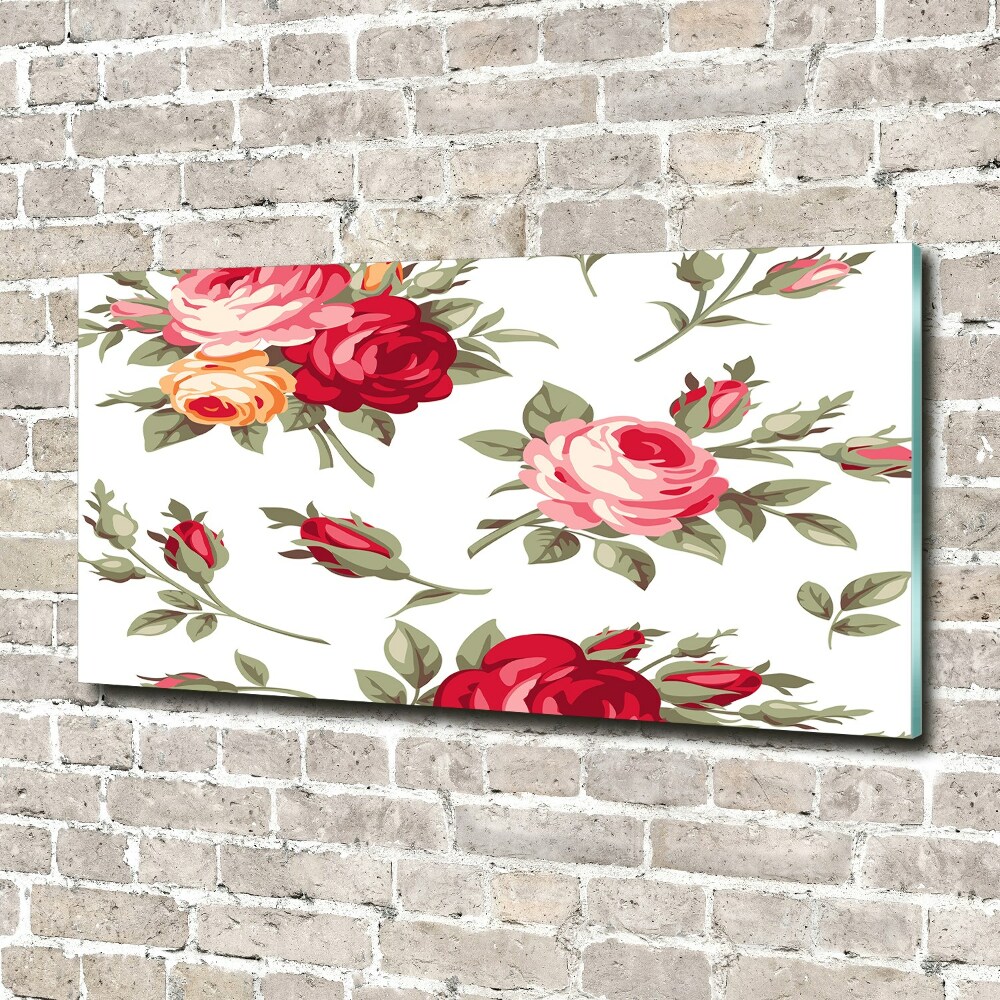 Tableau photo sur verre Roses fleurs